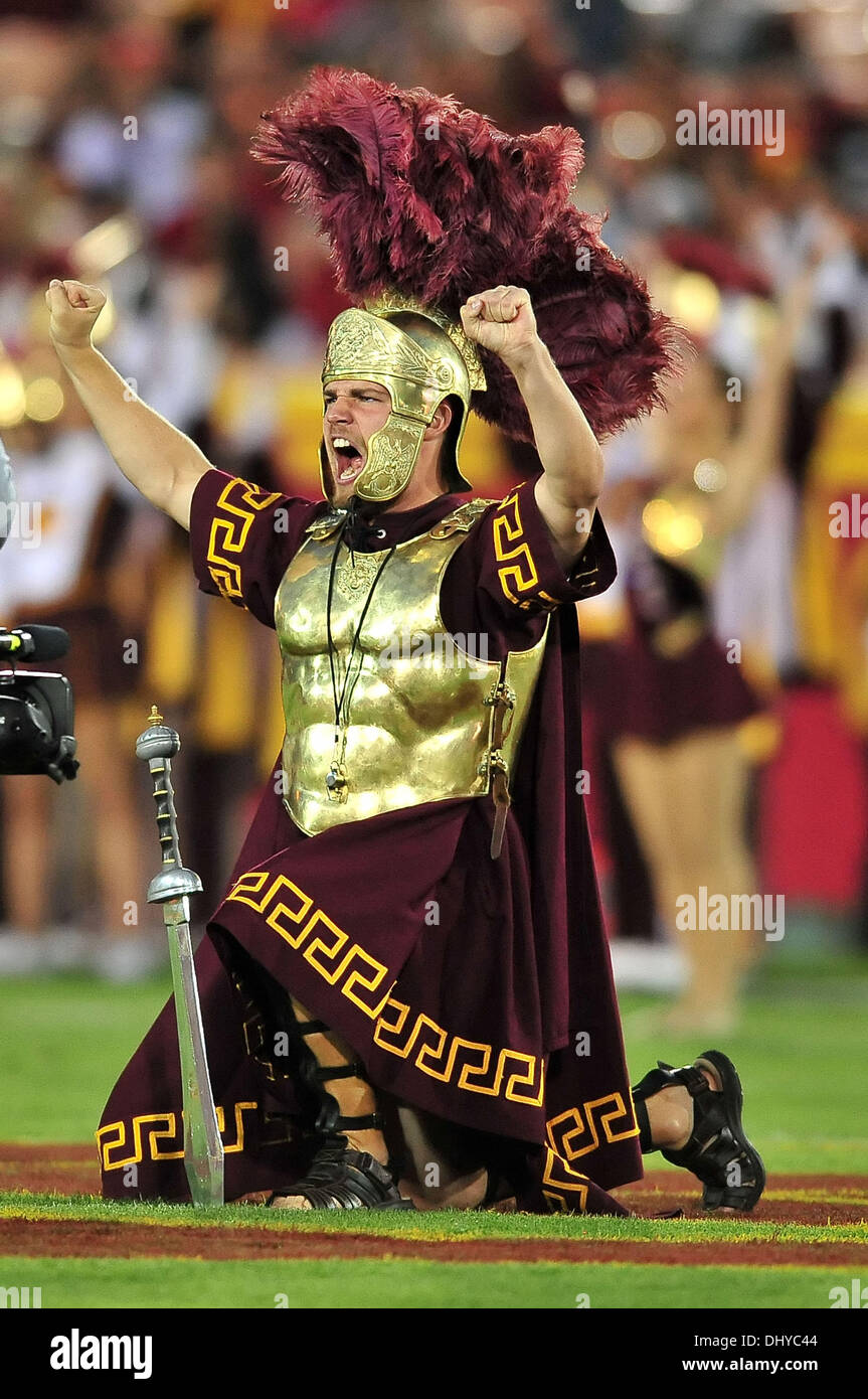 Los Angeles, CA, USA. 16th Nov, 2013. The USC Trojans Mascot Tommy Trojan performs before the NCAA Football game between the Stanford Cardinal and the USC Trojans at the Coliseum in Los Angeles, California.Louis Lopez/CSM/Alamy Live News Stock Photo