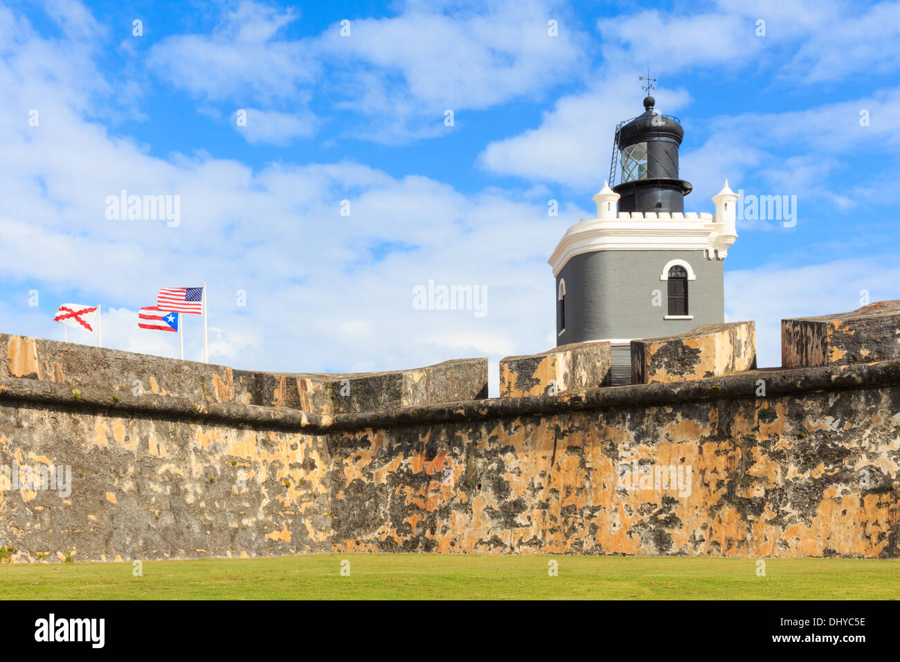 San Juan, Lighthouse at Fort San Felipe del Morro, Puerto Rico Stock Photo