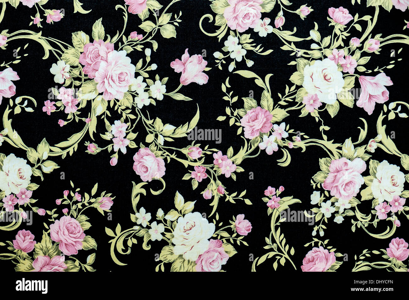 Pink Rose Fabric Pattern background . Stock Photo