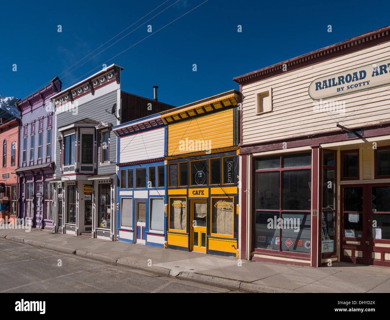 Shops along Greene Street, downtown Silverton, Colorado Stock Photo Alamy