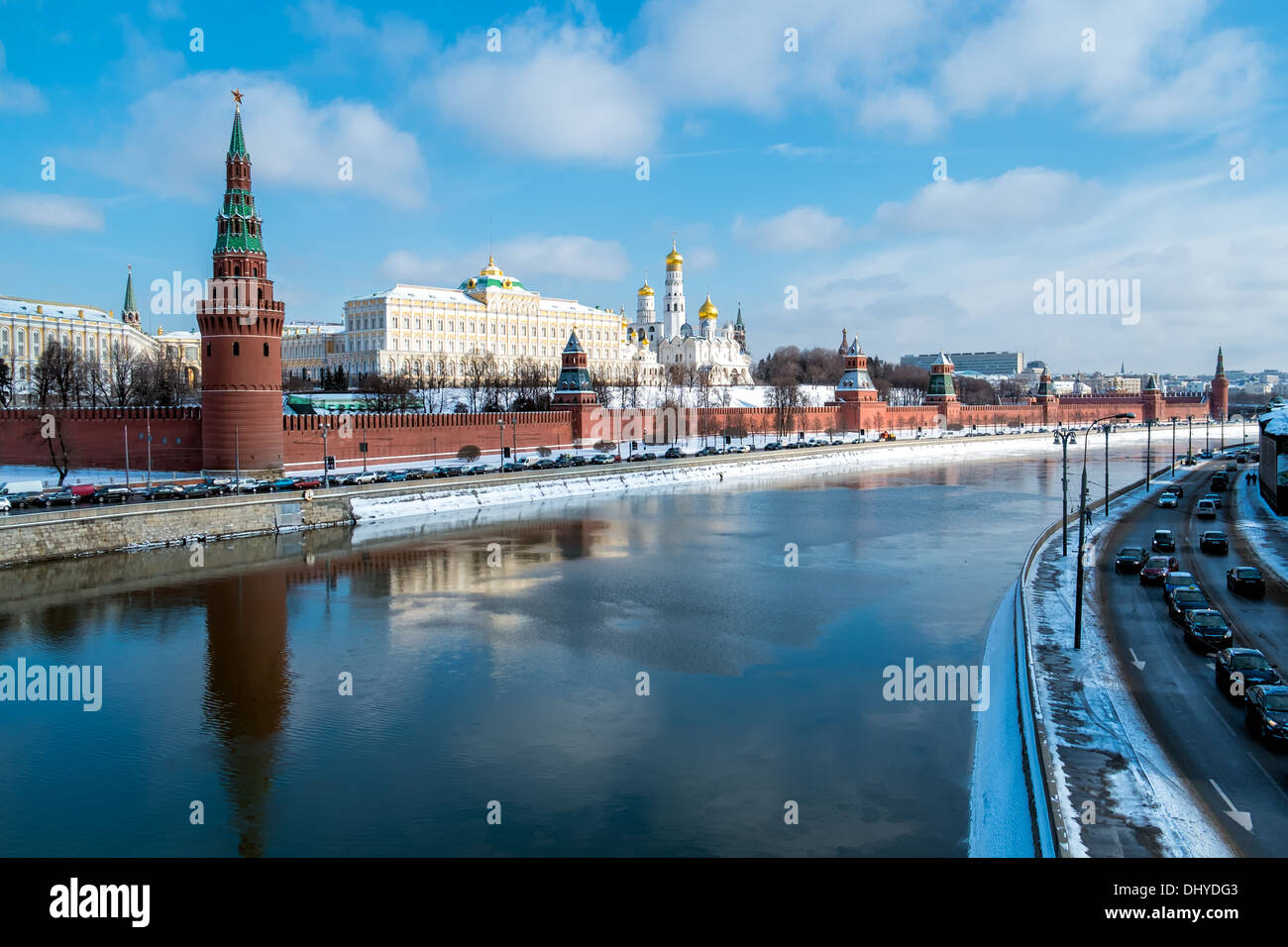 View of the Kremlin from the banks of the Moskva River in Moscow, Russia. Stock Photo