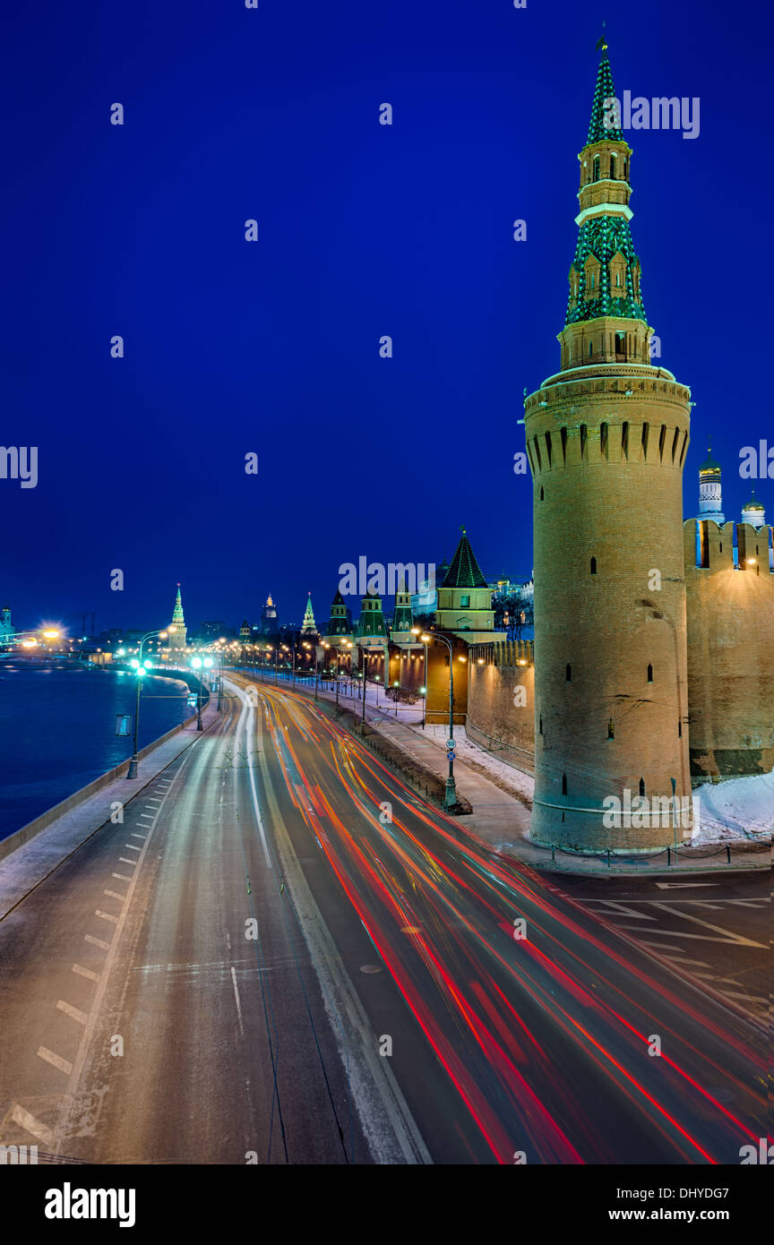 View of the side street of the Kremlin and the Moskva River in Moscow, Russia. Stock Photo