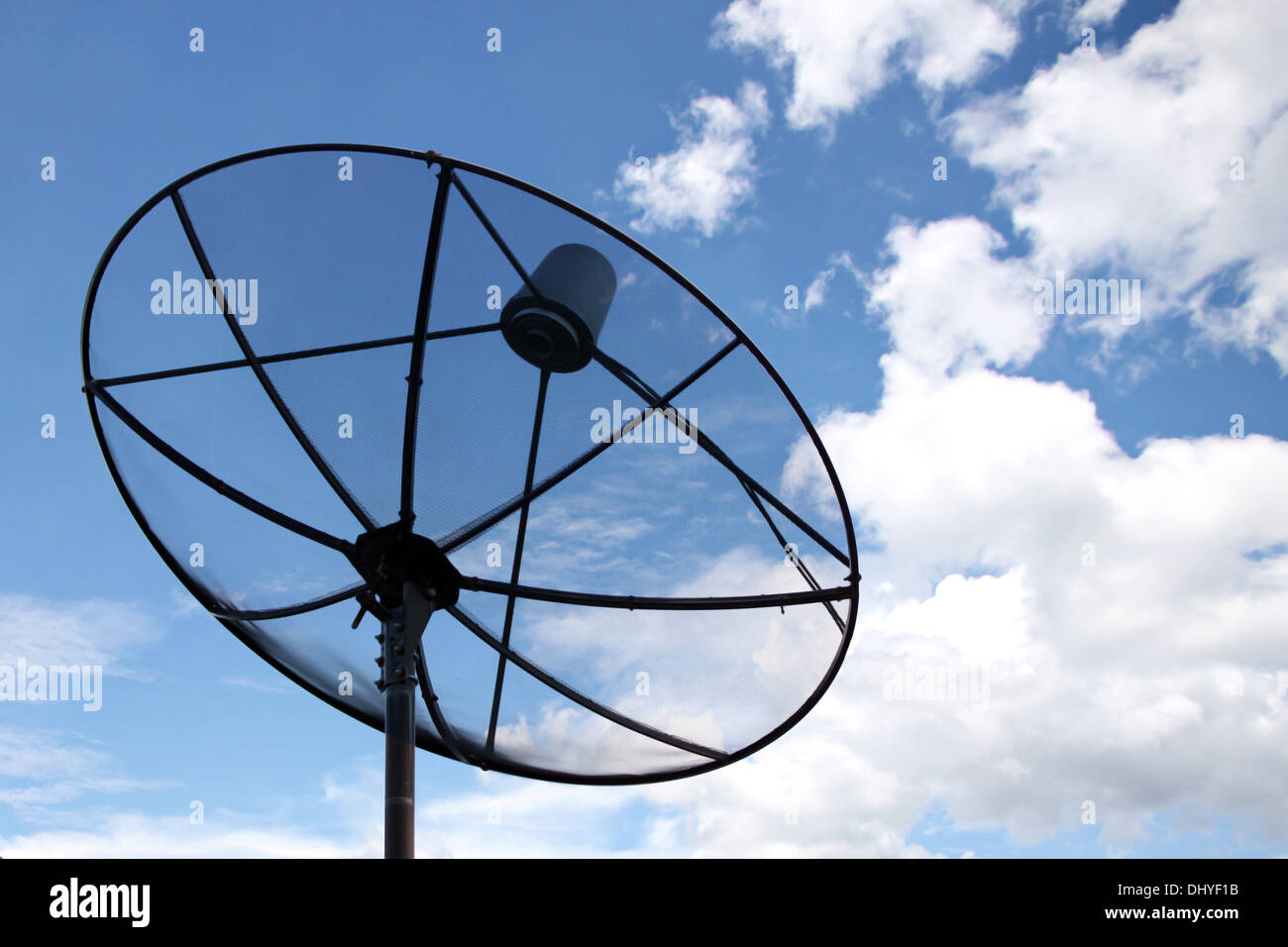 The Picture Satellite dish and Clouds on Blue sky. Stock Photo