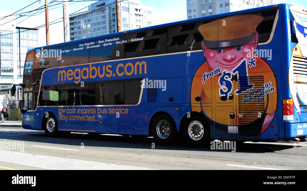 Megabus lowcost express bus in San Francisco, California Stock Photo