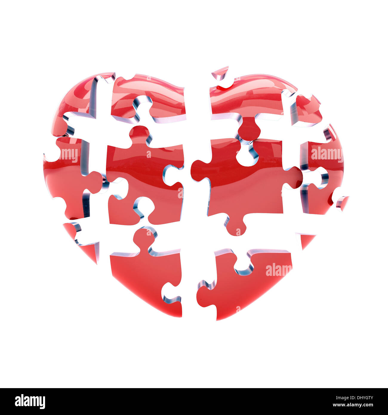 red heart puzzle isolated on white background Stock Photo - Alamy