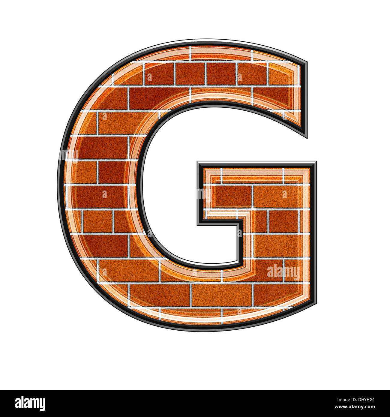 abstract 3d letter with brick wall texture - G Stock Photo