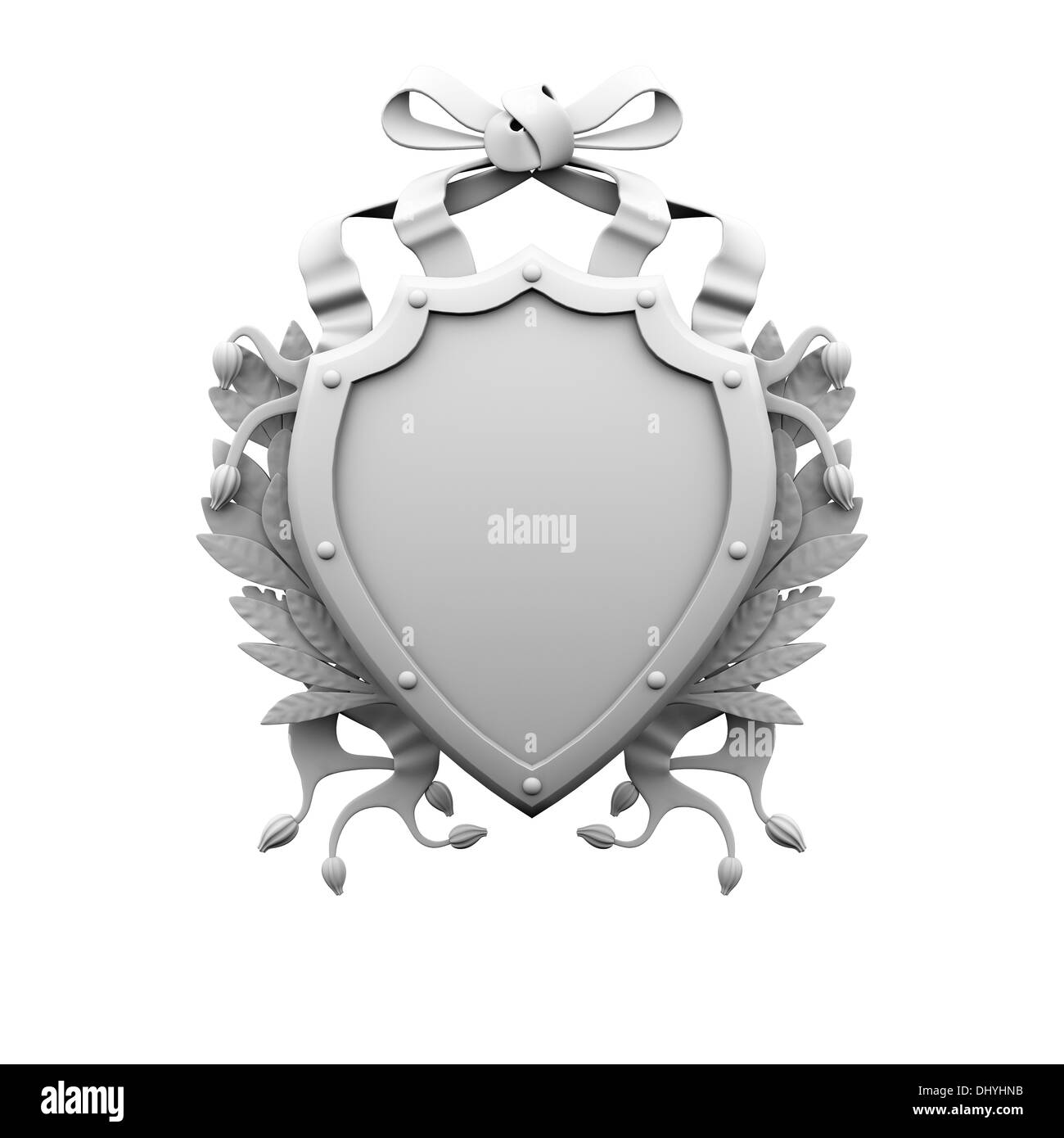 Shield with ribbons Isolated Stock Photo - Alamy