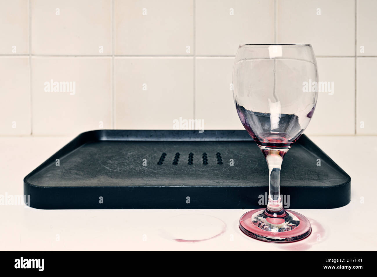 Wine Glass by Chopping Board Stock Photo