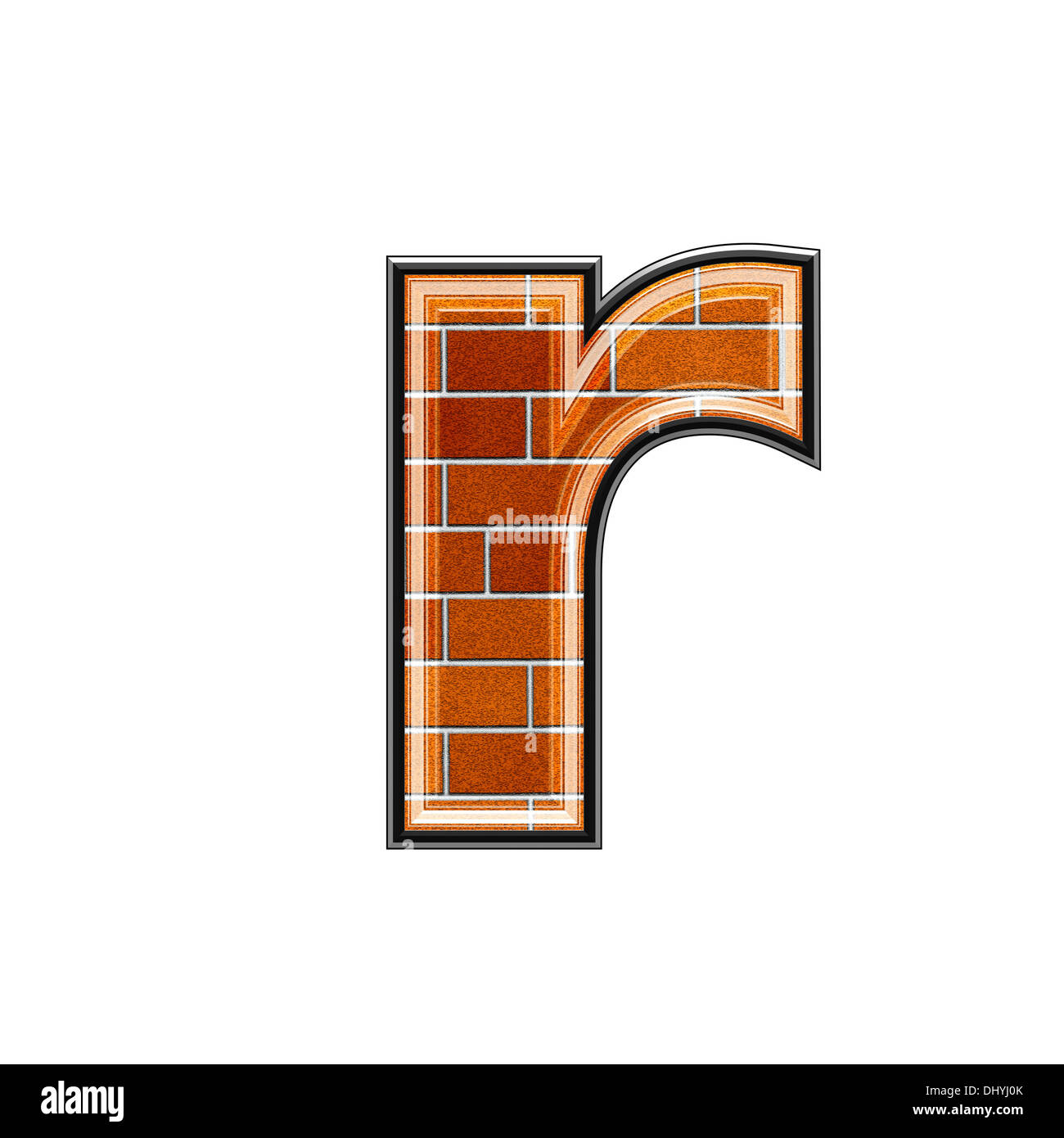 abstract 3d letter with brick wall texture - R Stock Photo