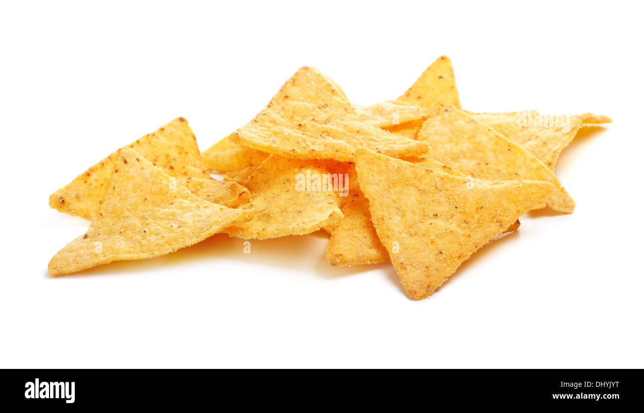 mexican nachos chips, isolated on white background Stock Photo