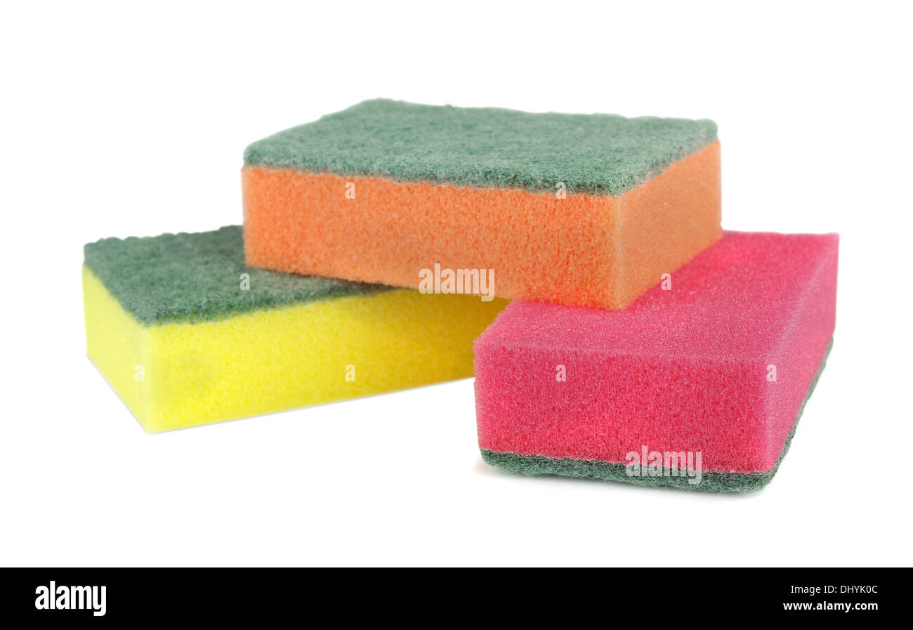 Group of sponges on a white background Stock Photo