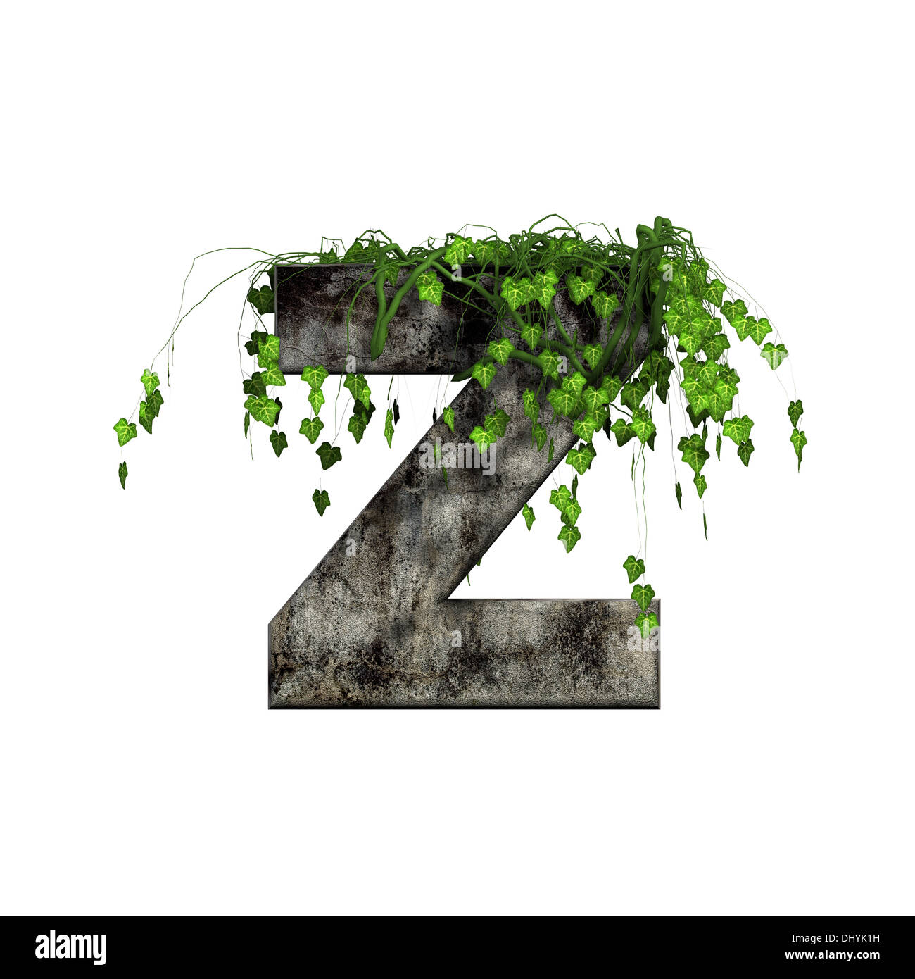 green ivy on 3d stone letter - z Stock Photo