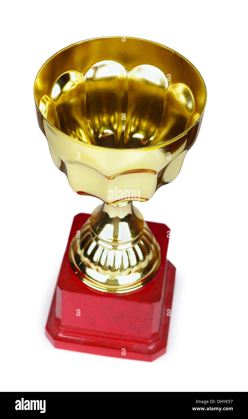 Gold award cup on a white background Stock Photo