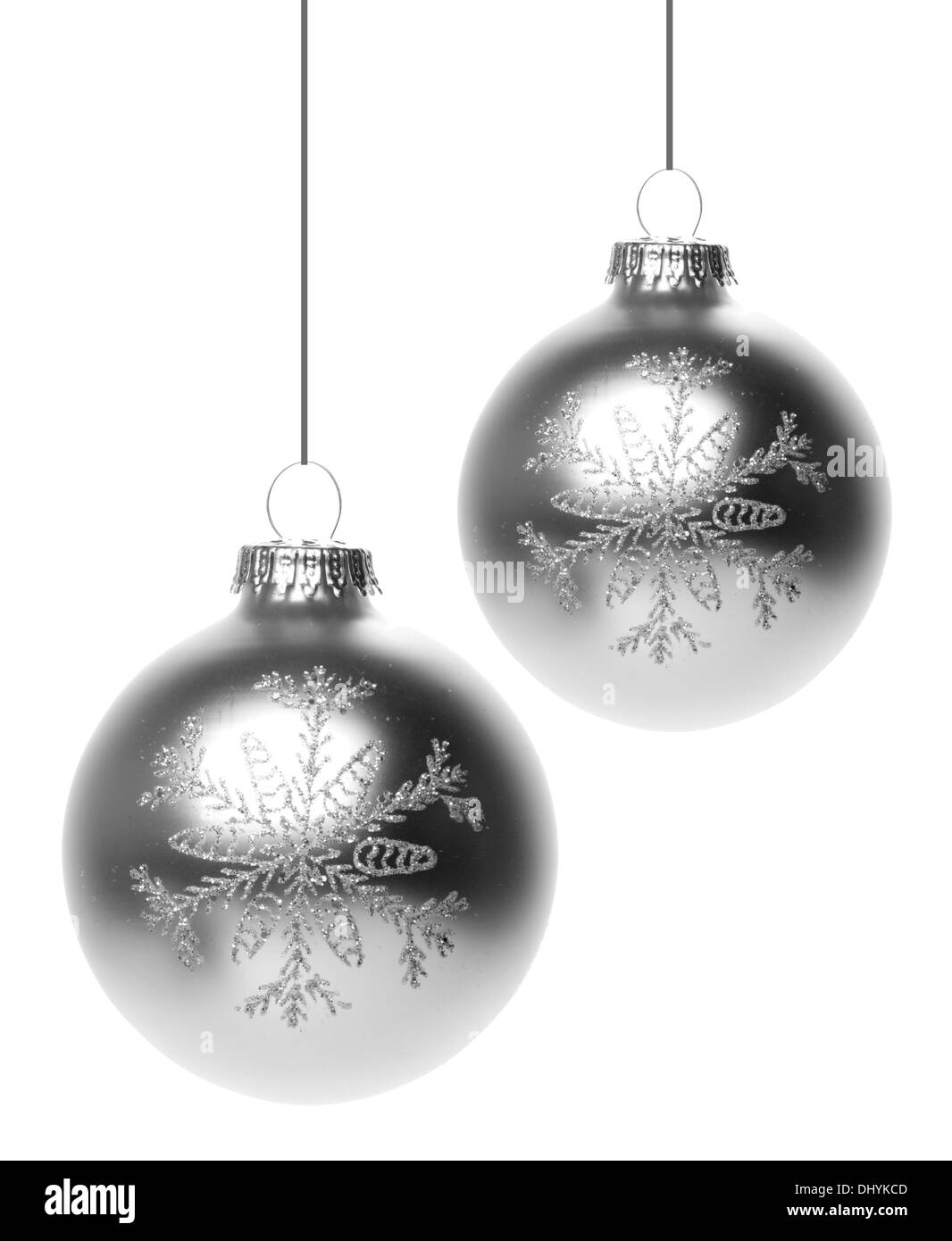christmas, christmas baubles silver with white background Stock Photo ...