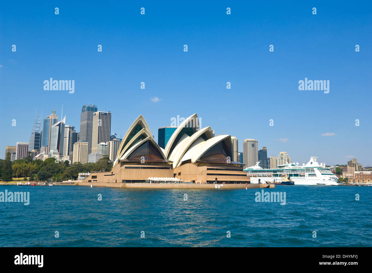 Sydney Opera House and cruise liner, Sydney, Australia Stock Photo
