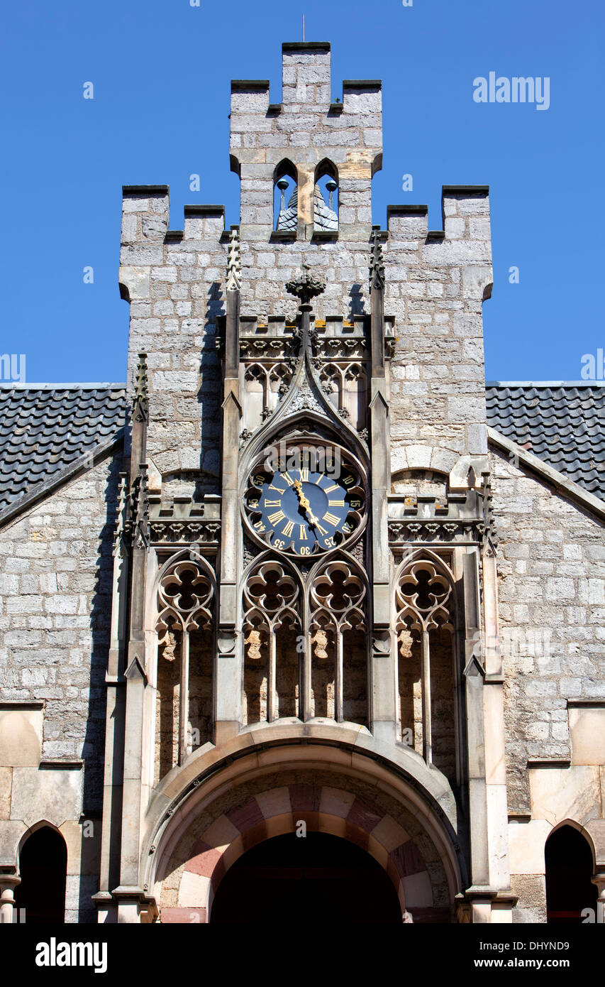 Old clock tower, Marienburg Castle, Pattensen near Hannover, Lower Saxony, Germany, Europe, Stock Photo
