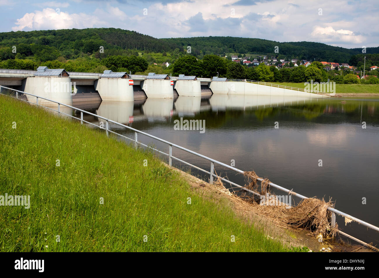 Flooded flood-retention basin of the Leine river, Salzderhelden, Einbeck, Lower Saxony, Germany, Europe, Stock Photo