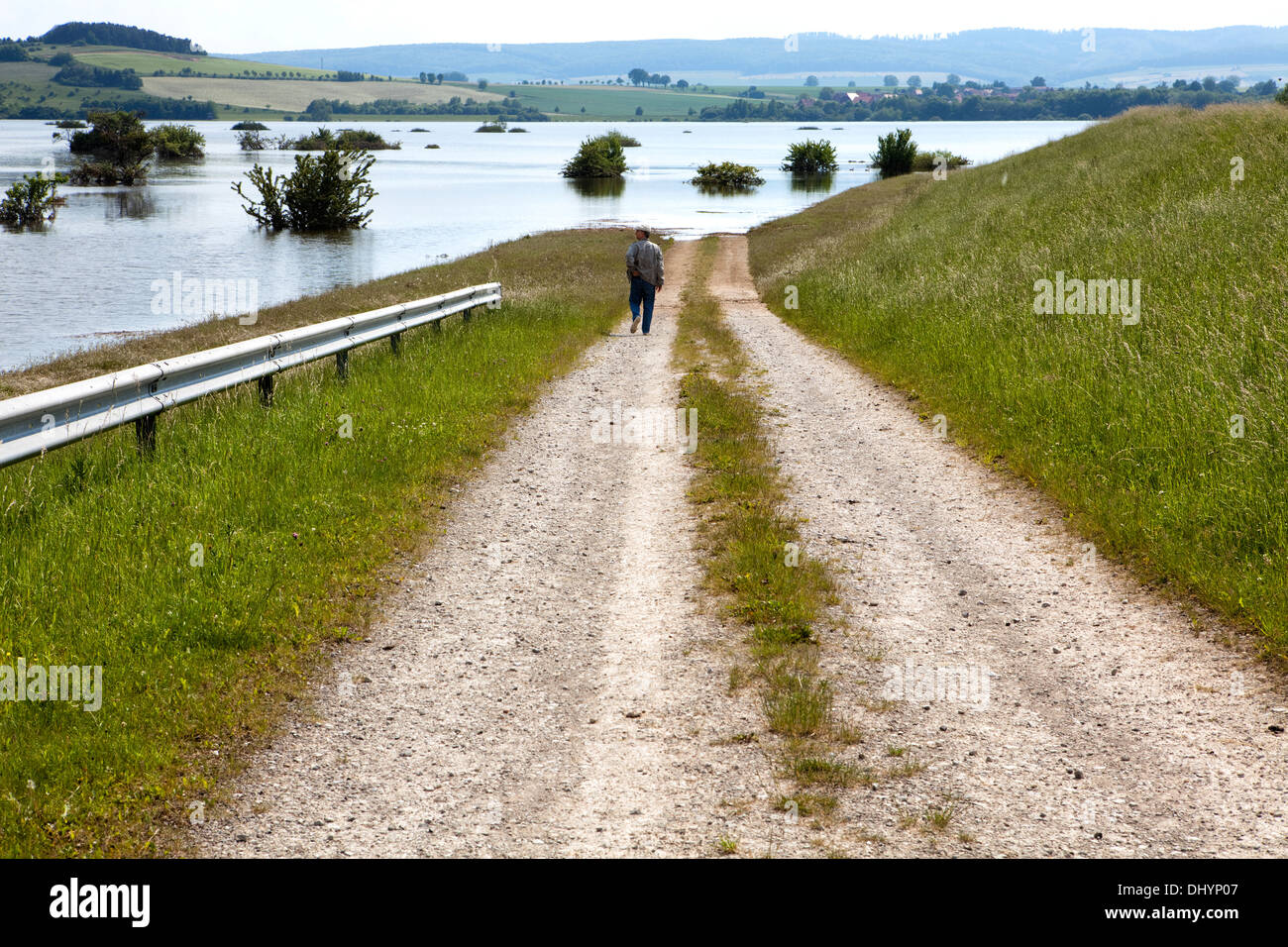 Flooded flood-retention basin of the Leine river, Salzderhelden, Einbeck, Lower Saxony, Germany, Europe, Stock Photo