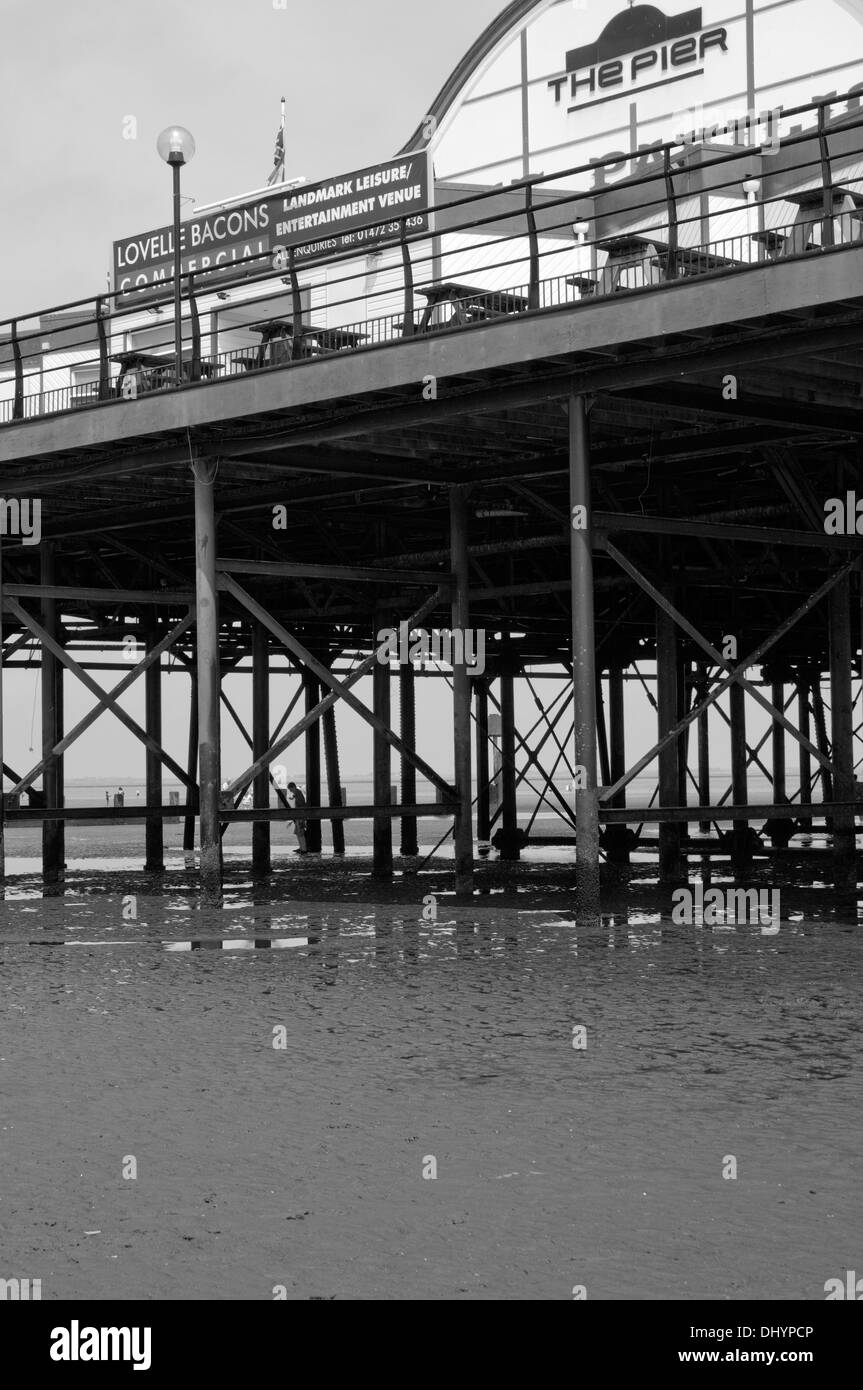 Pier In black and white Clee thorps Stock Photo