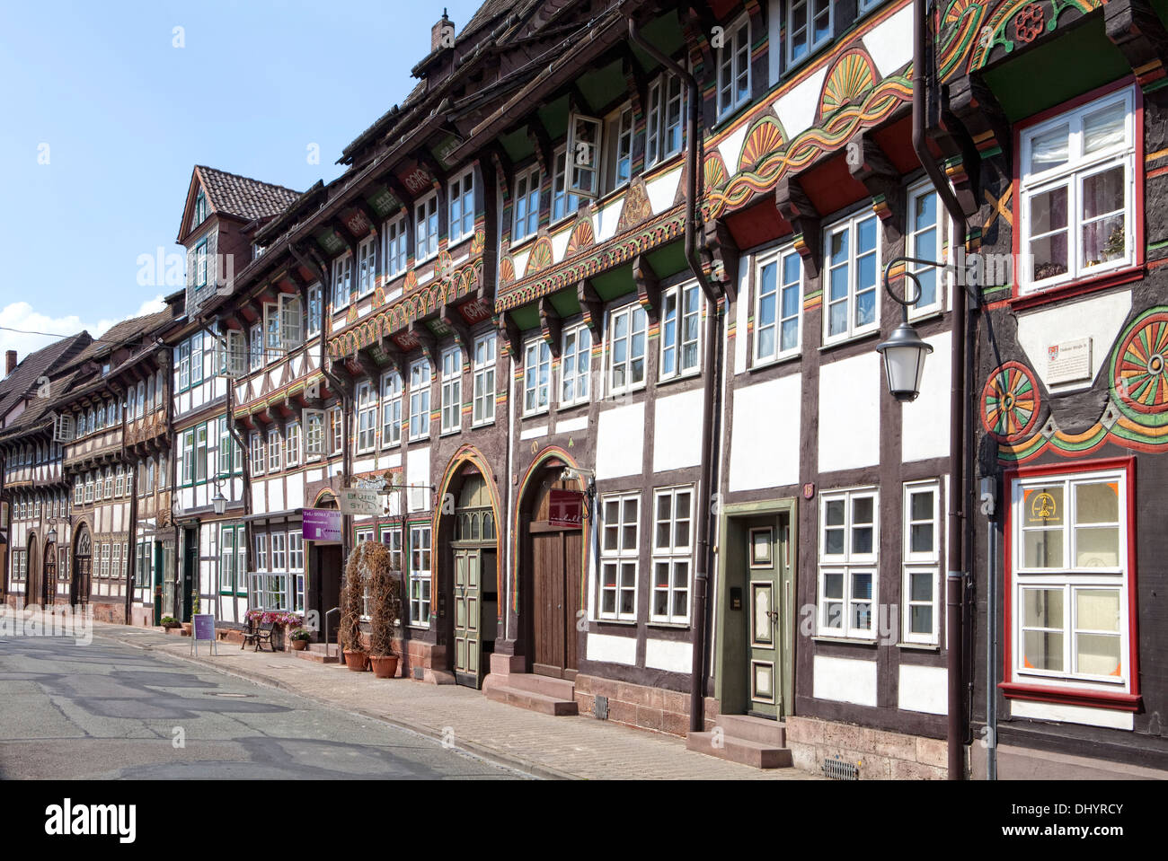 Half-timbered houses in the market square, Einbeck, Lower Saxony, Germany, Europe, Stock Photo