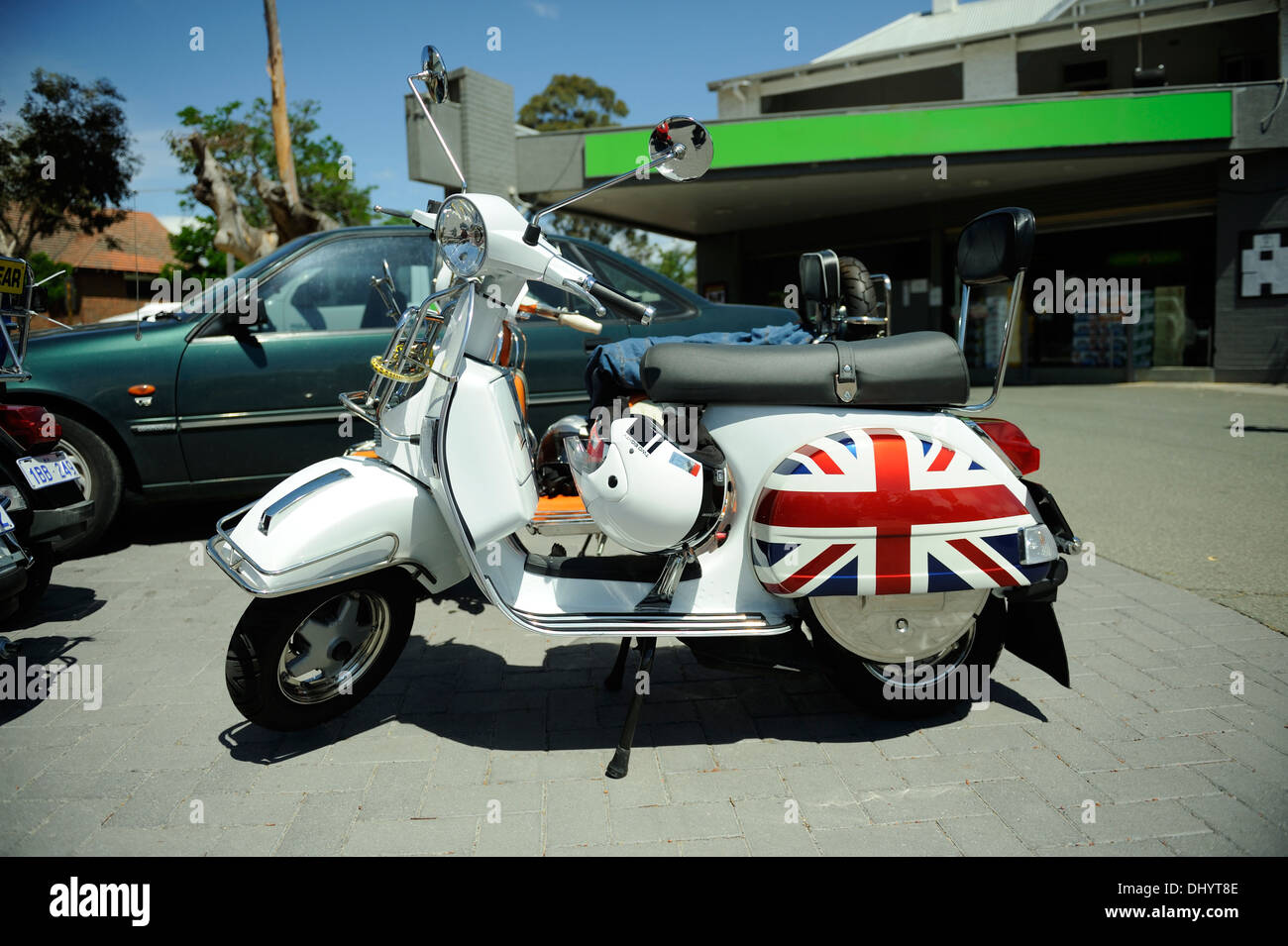 Modified motor scooter in the fashion of the British Mods Stock Photo -  Alamy