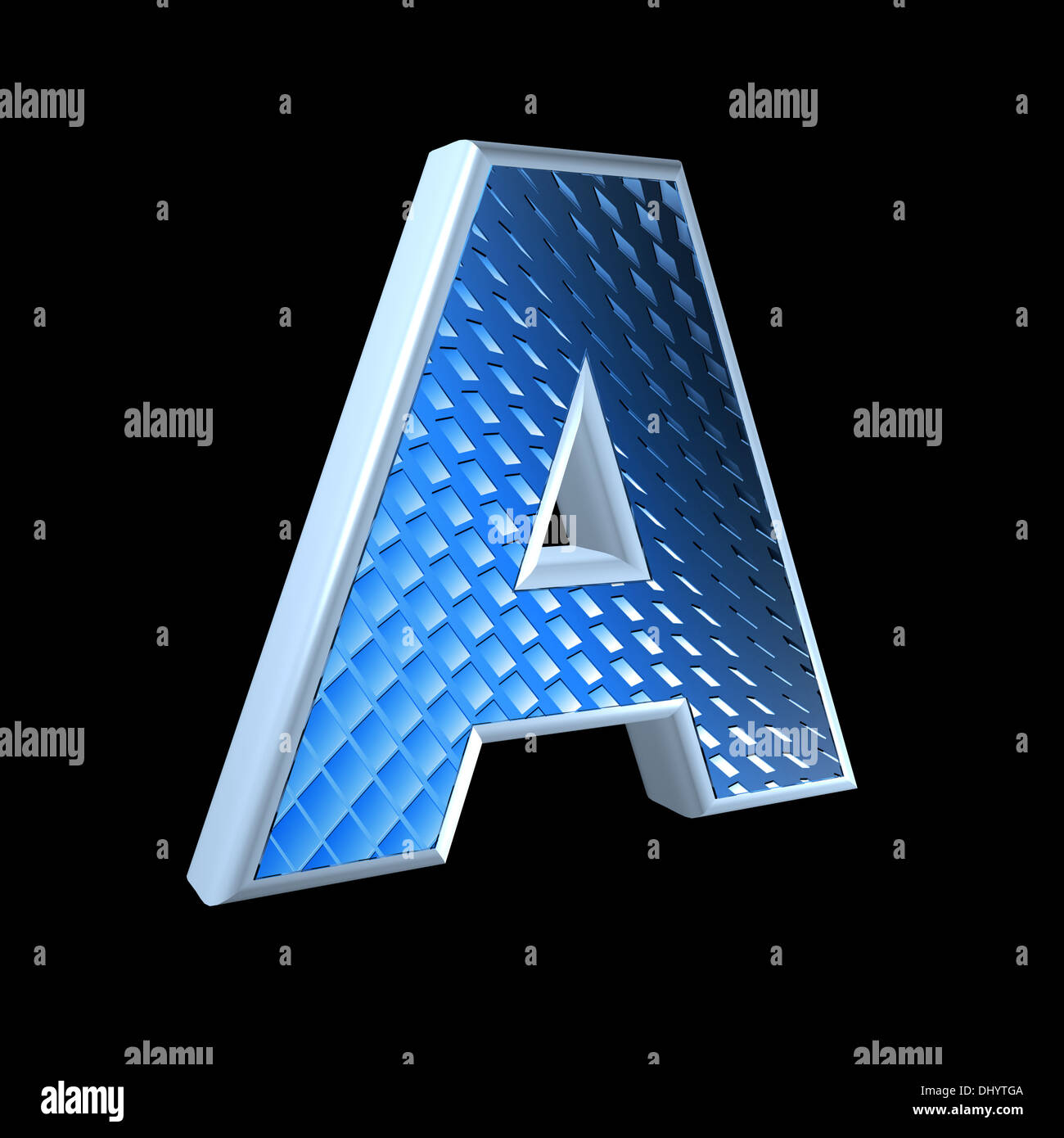 abstract 3d letter with blue pattern texture - A Stock Photo