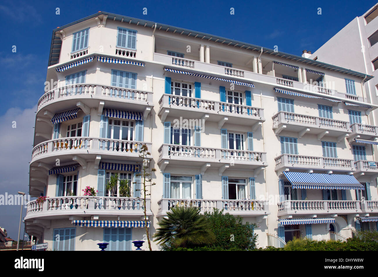 Modern white apartment block Juan les Pins Cote d'Azure French Riviera