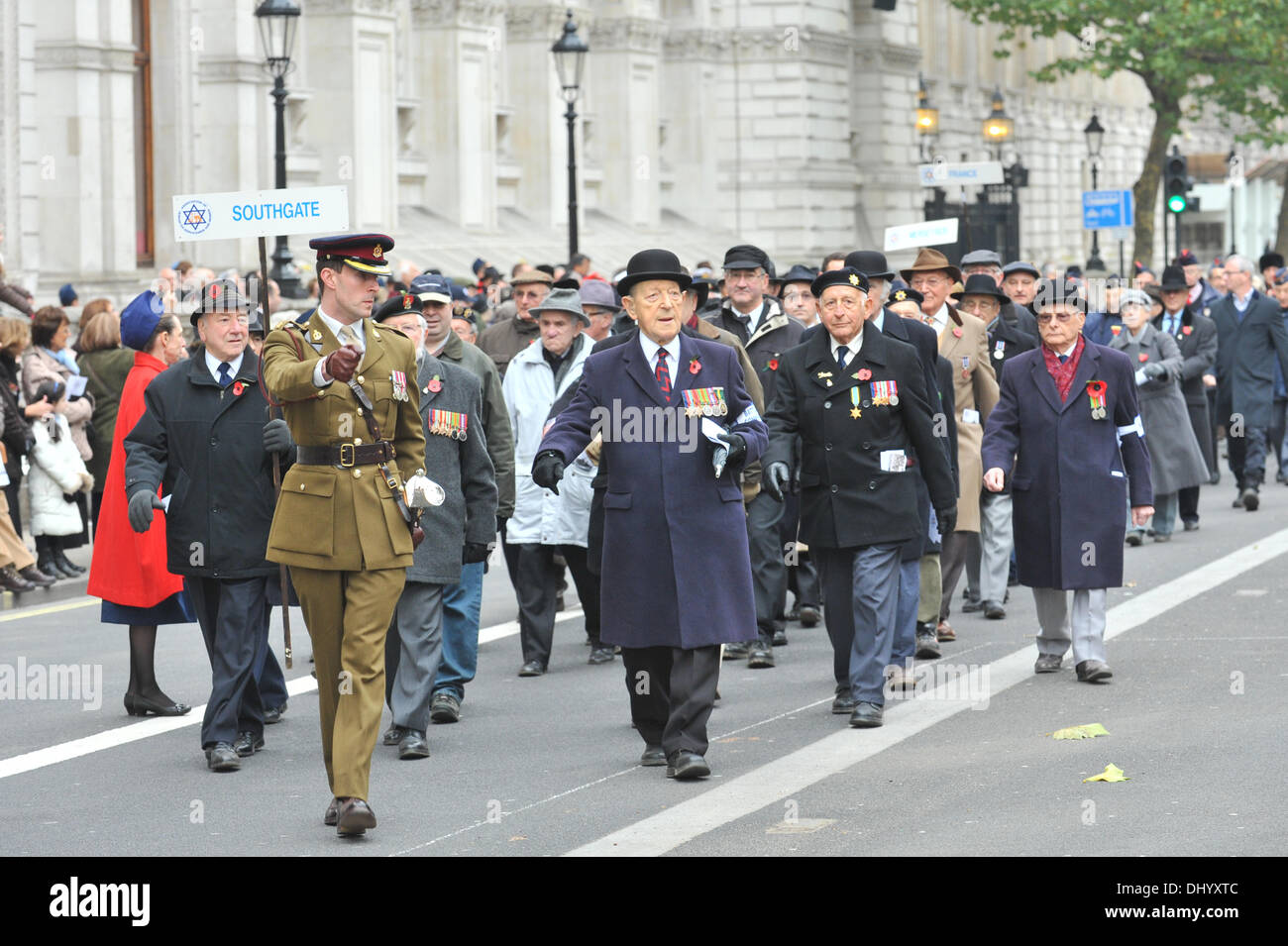 Whitehall, London, UK. 17th Nov, 2013. Ex-Servicemen march past the Cenotaph at the Jewish Association of Ex-Sevicemen and Women Annual Remembrance Ceremony. Credit:  Matthew Chattle/Alamy Live News Stock Photo