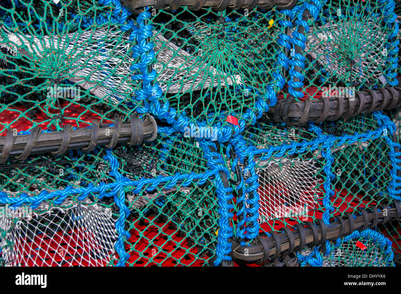 Pile Of Lobster Traps In Scotland Stock Photo