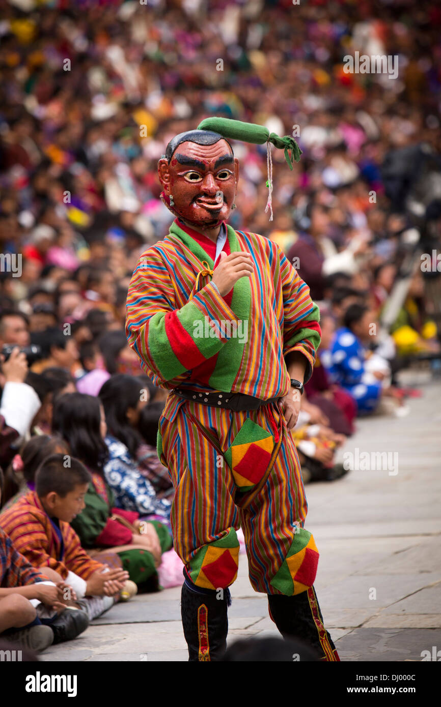 Bhutan, Thimpu Dzong, annual Tsechu, festival Atsara, masked jester Stock Photo
