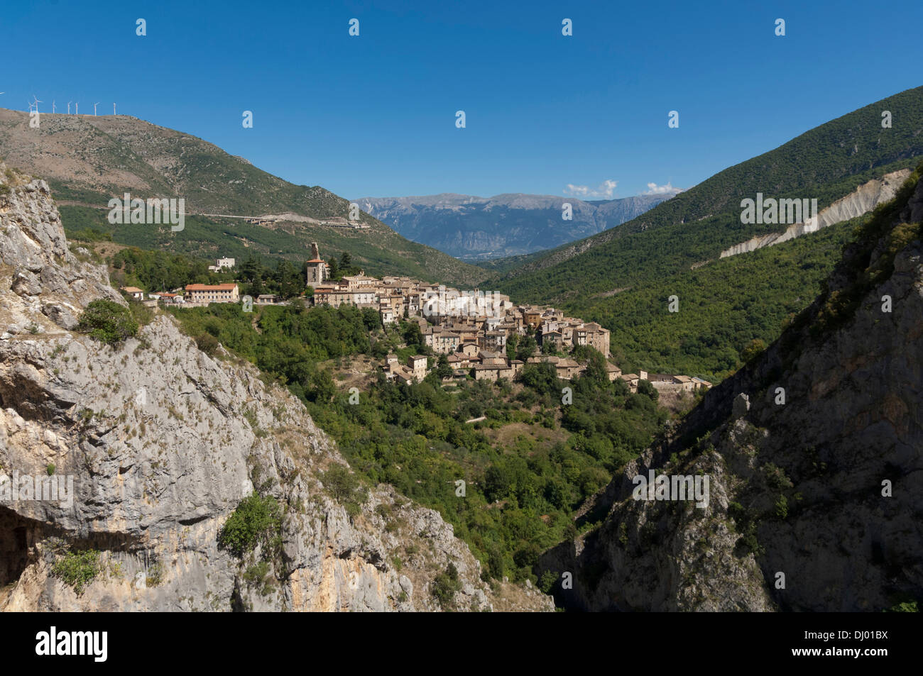 Scenic view of the old town of Anversa degli Abruzzi, Abruzzo Stock