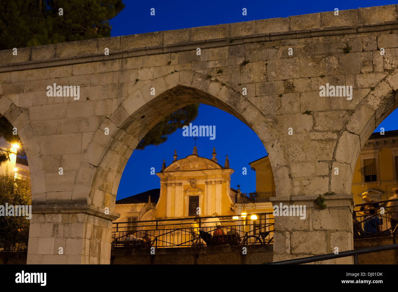 Garibaldi Square, Del Carmine Church on the background. Sulmona. Stock Photo