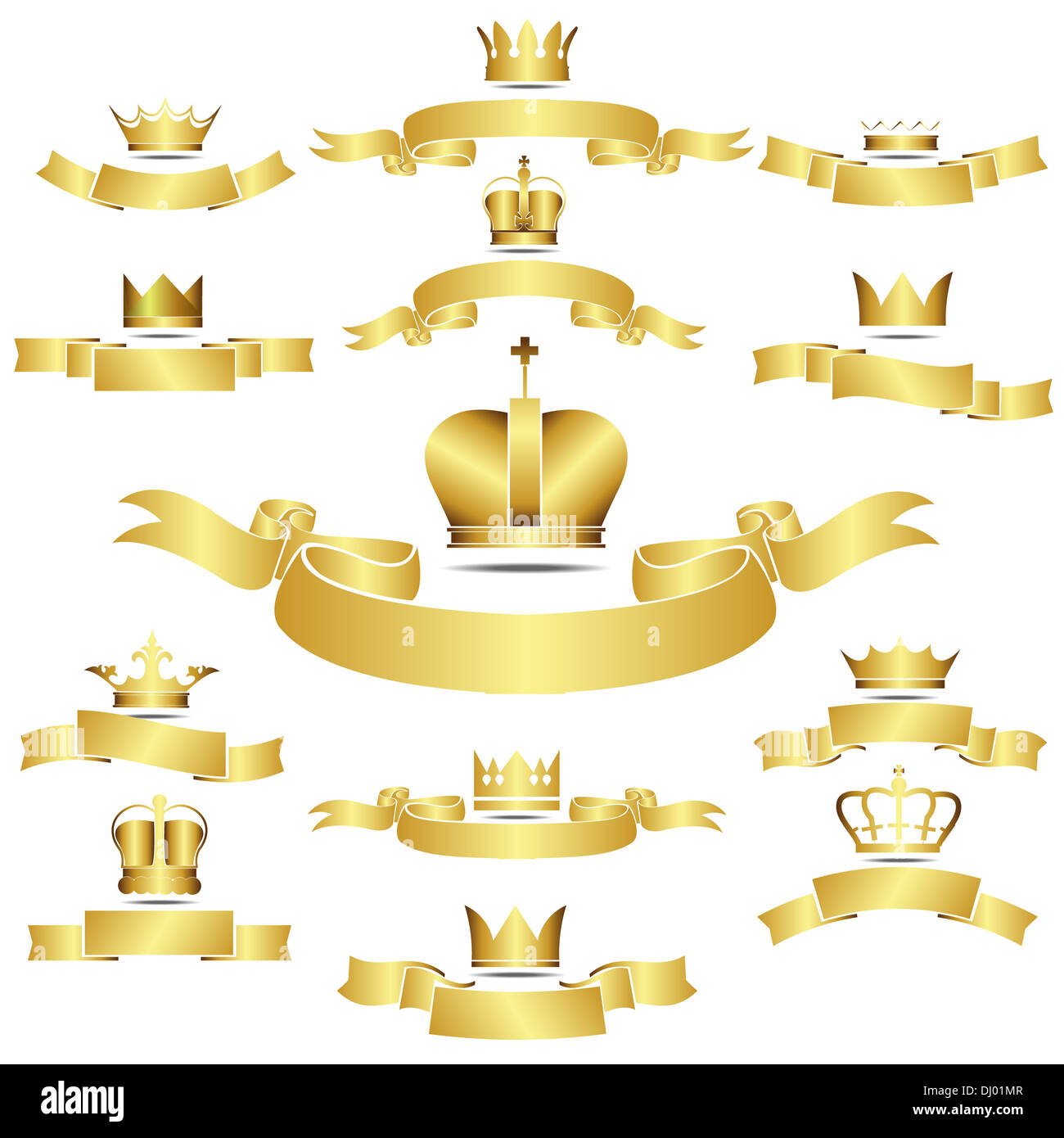 Gold 12 Crown Icons Set isolated on white background Stock Photo - Alamy