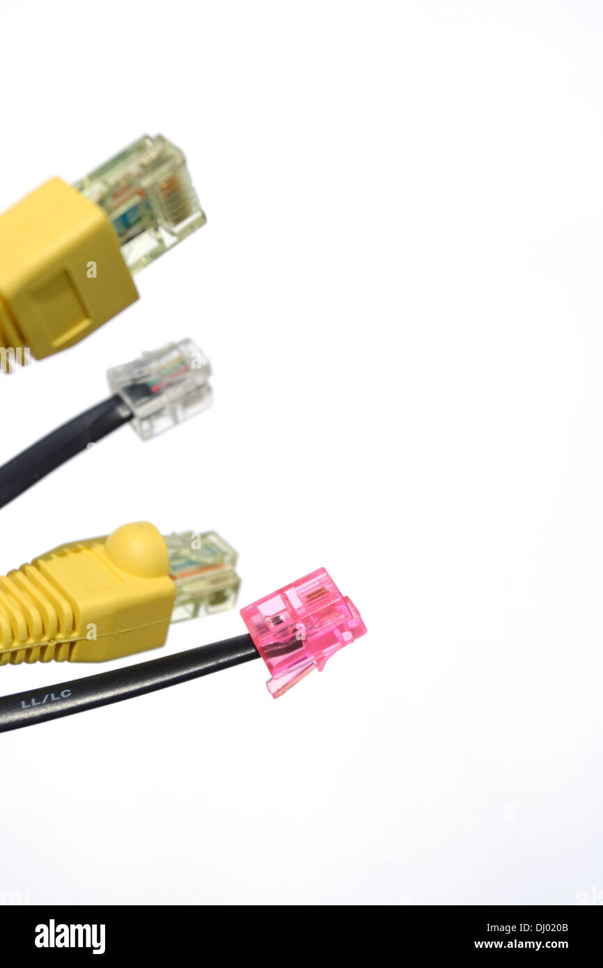 Computer network cables plugs wires Stock Photo Alamy