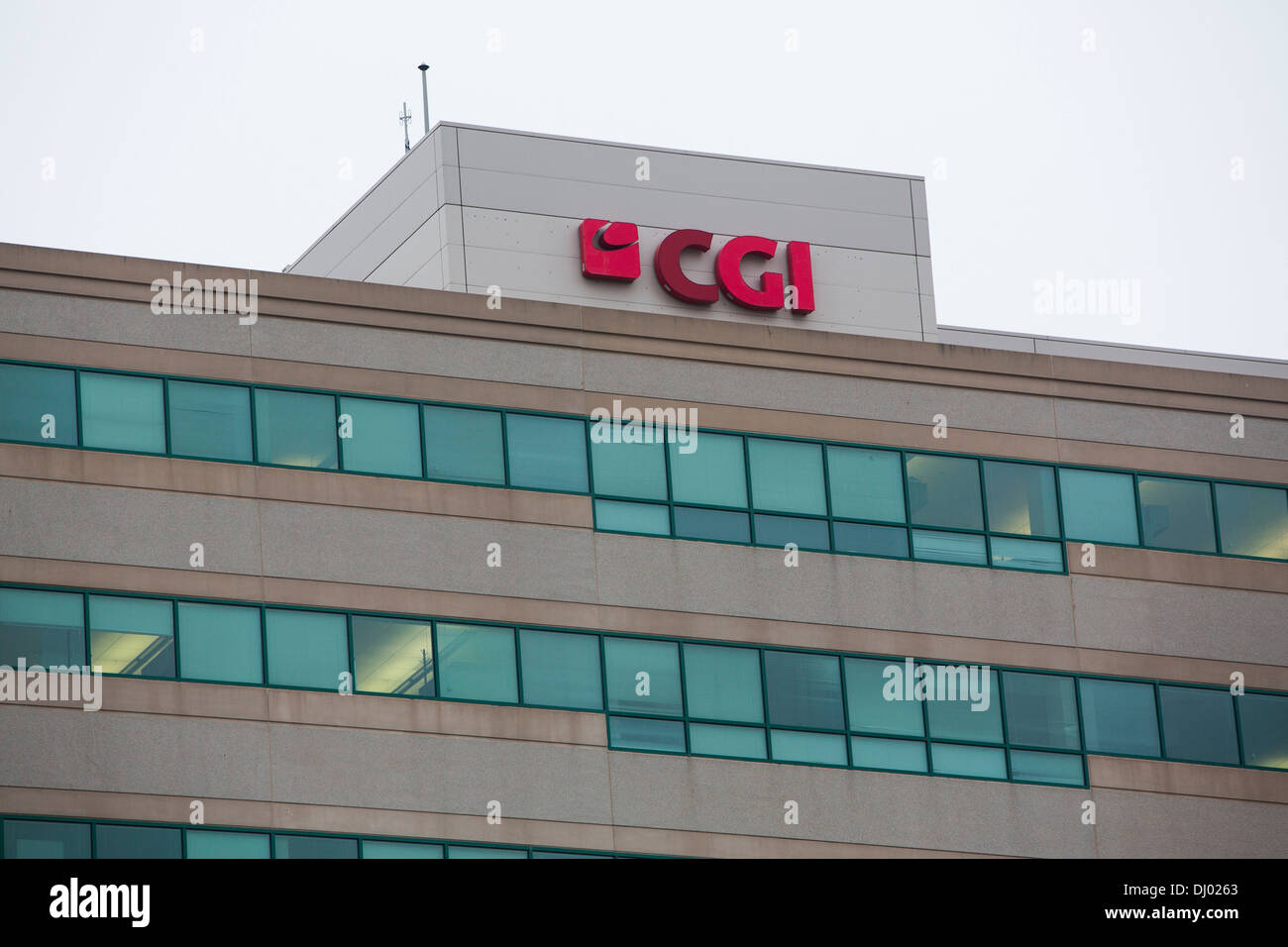 Signage outside of an office building occupied by the CGI Group. A subsidiary of CGI Group, CGI Federal, serves at the lead contractor on the troubled Heathcare.gov website Stock Photo