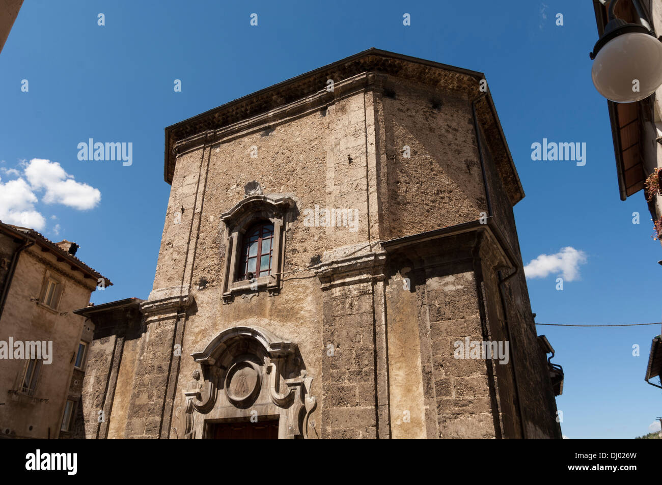 Scenic view of Santa Maria delle Grazie church, Scanno. Abruzzo, Italy. Stock Photo