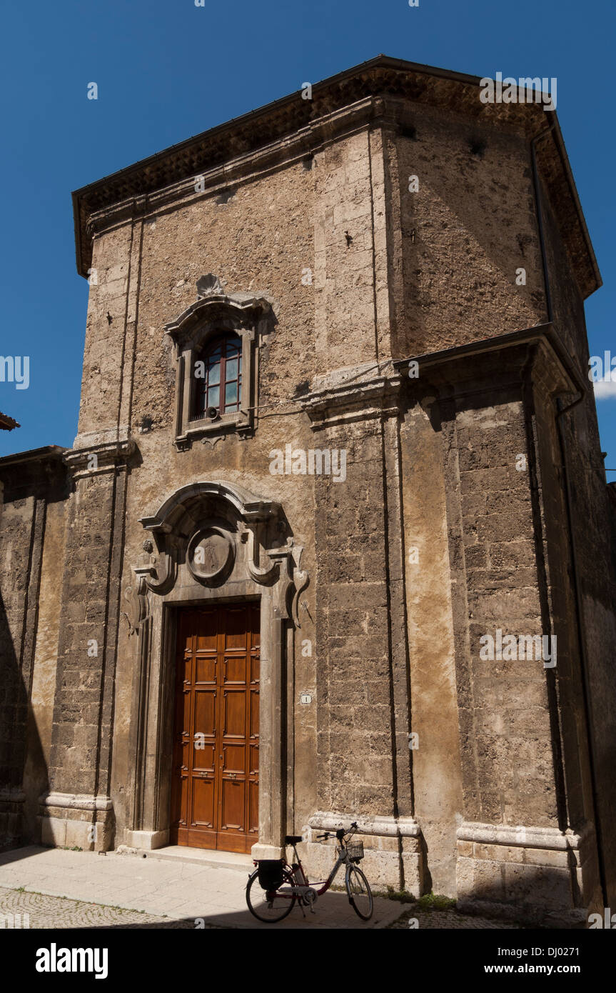 Scenic view of Santa Maria delle Grazie church, Scanno. Abruzzo, Italy. Stock Photo
