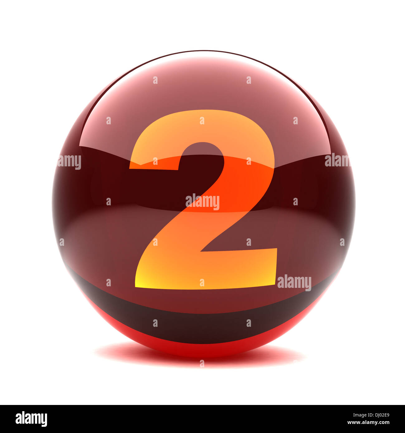 glossy sphere with orange digit - 2 Stock Photo