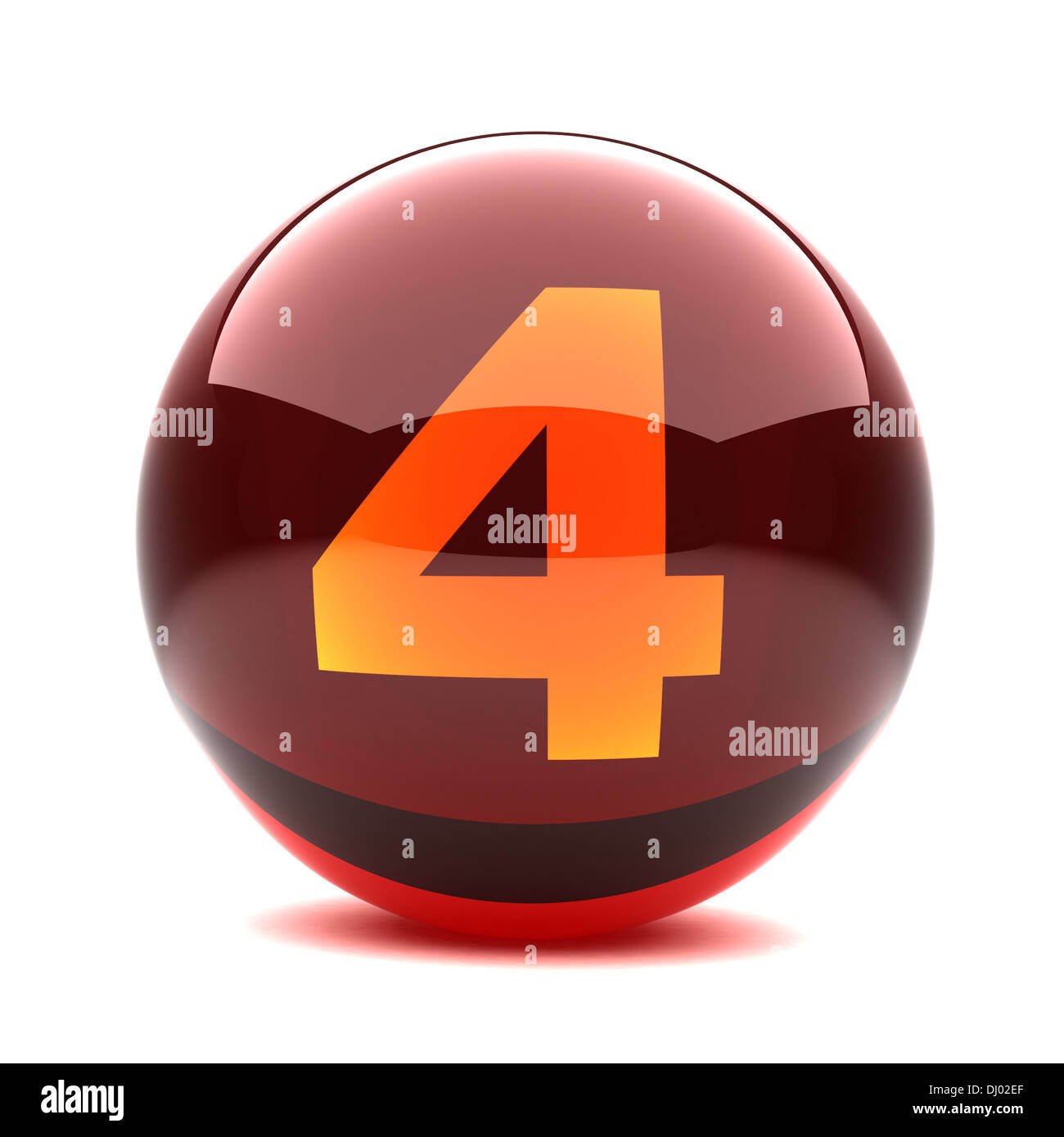 glossy sphere with orange digit - 4 Stock Photo