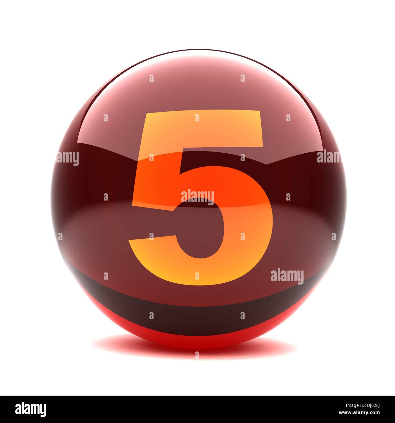 glossy sphere with orange digit - 5 Stock Photo