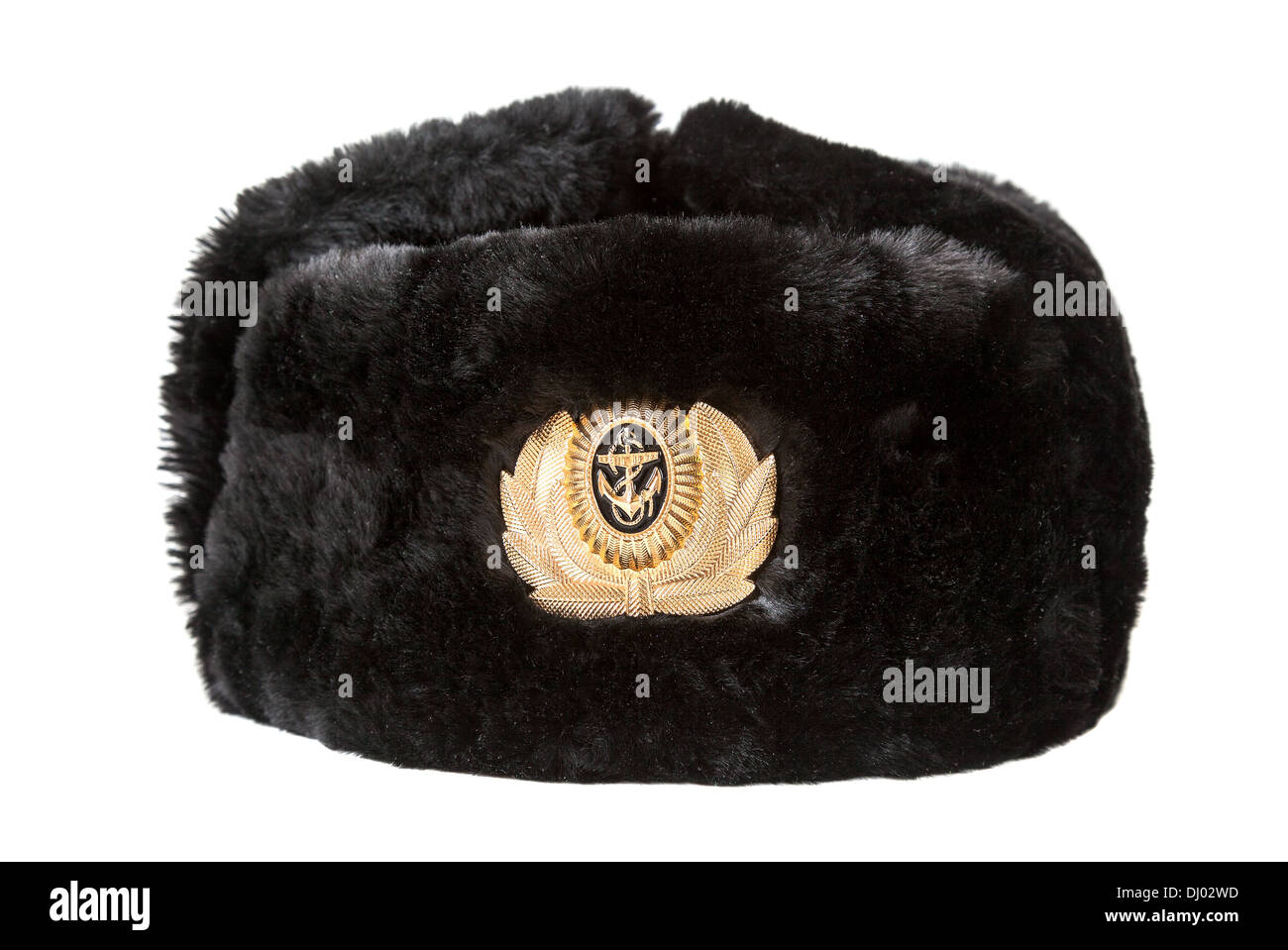 Russian navy officer's winter hat isolated on white background Stock Photo