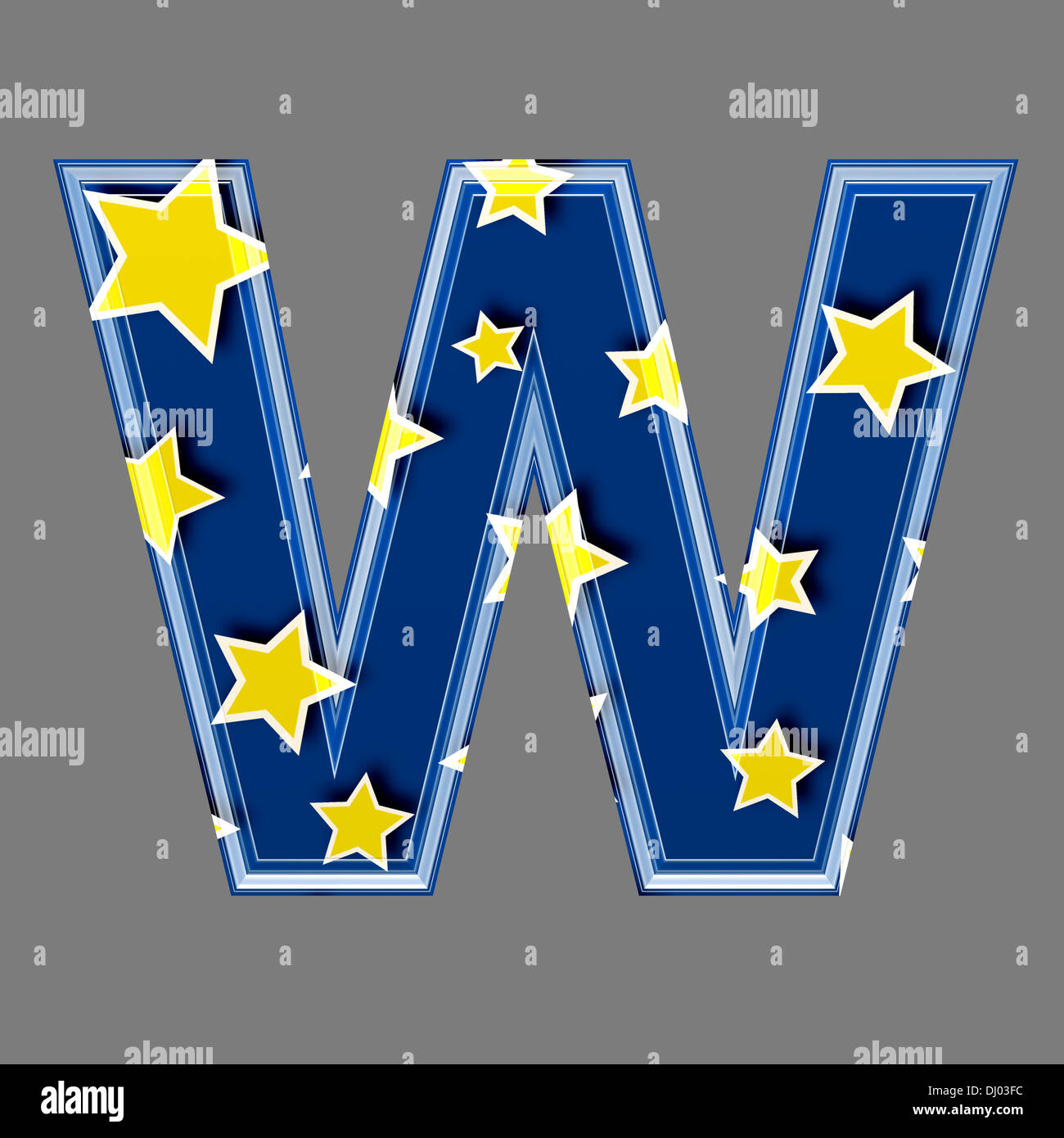 Three dimensional letter with star pattern - W Stock Photo - Alamy