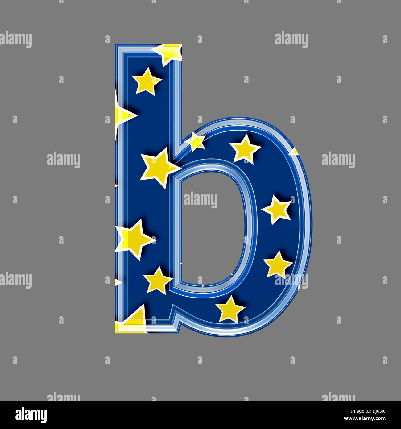 Three dimensional letter with star pattern - b Stock Photo