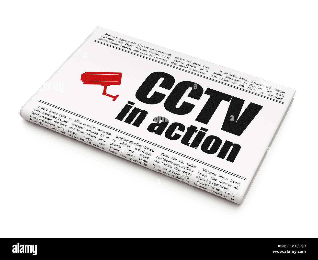 Safety news concept newspaper with CCTV In action Stock Photo Alamy