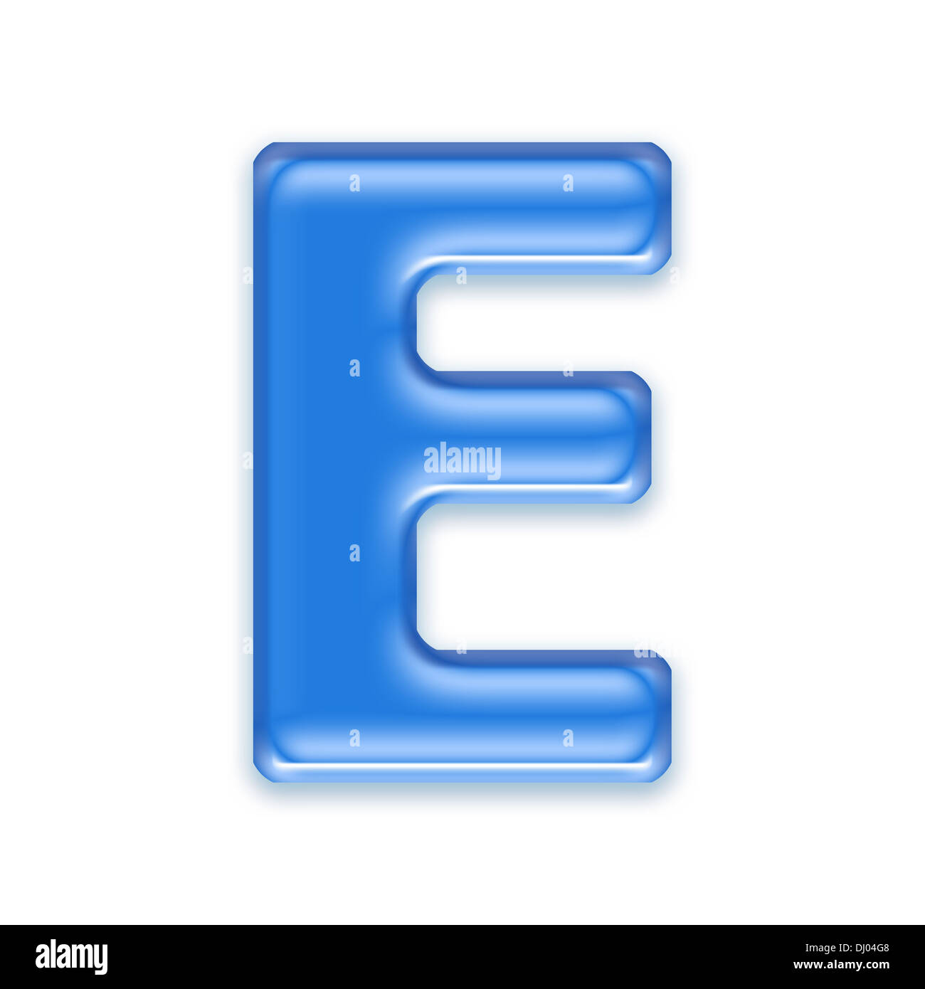 Aqua letter isolated on white background - E Stock Photo - Alamy