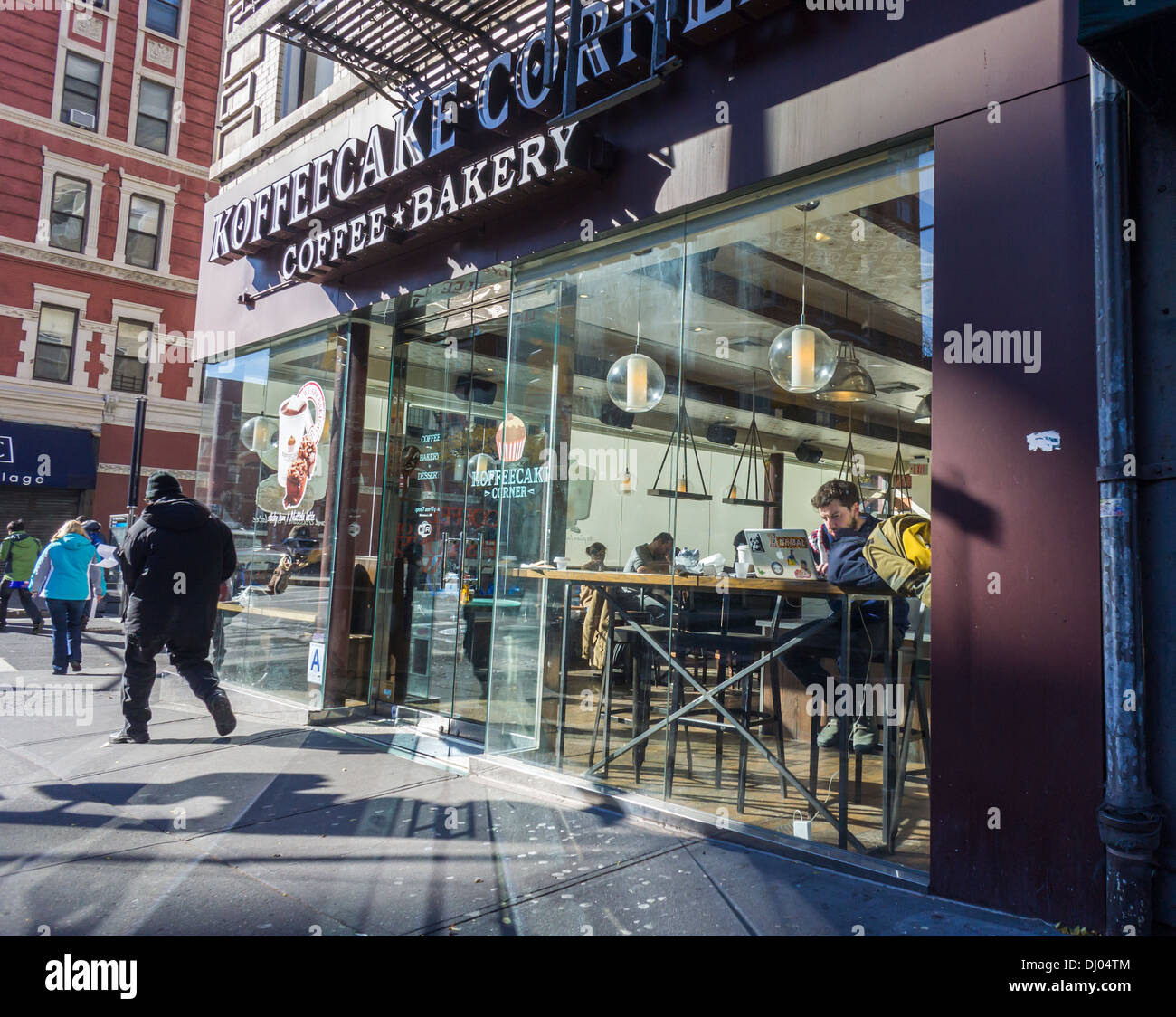 A Koffeecake Corner coffee shop and bakery cafe in the New York Stock