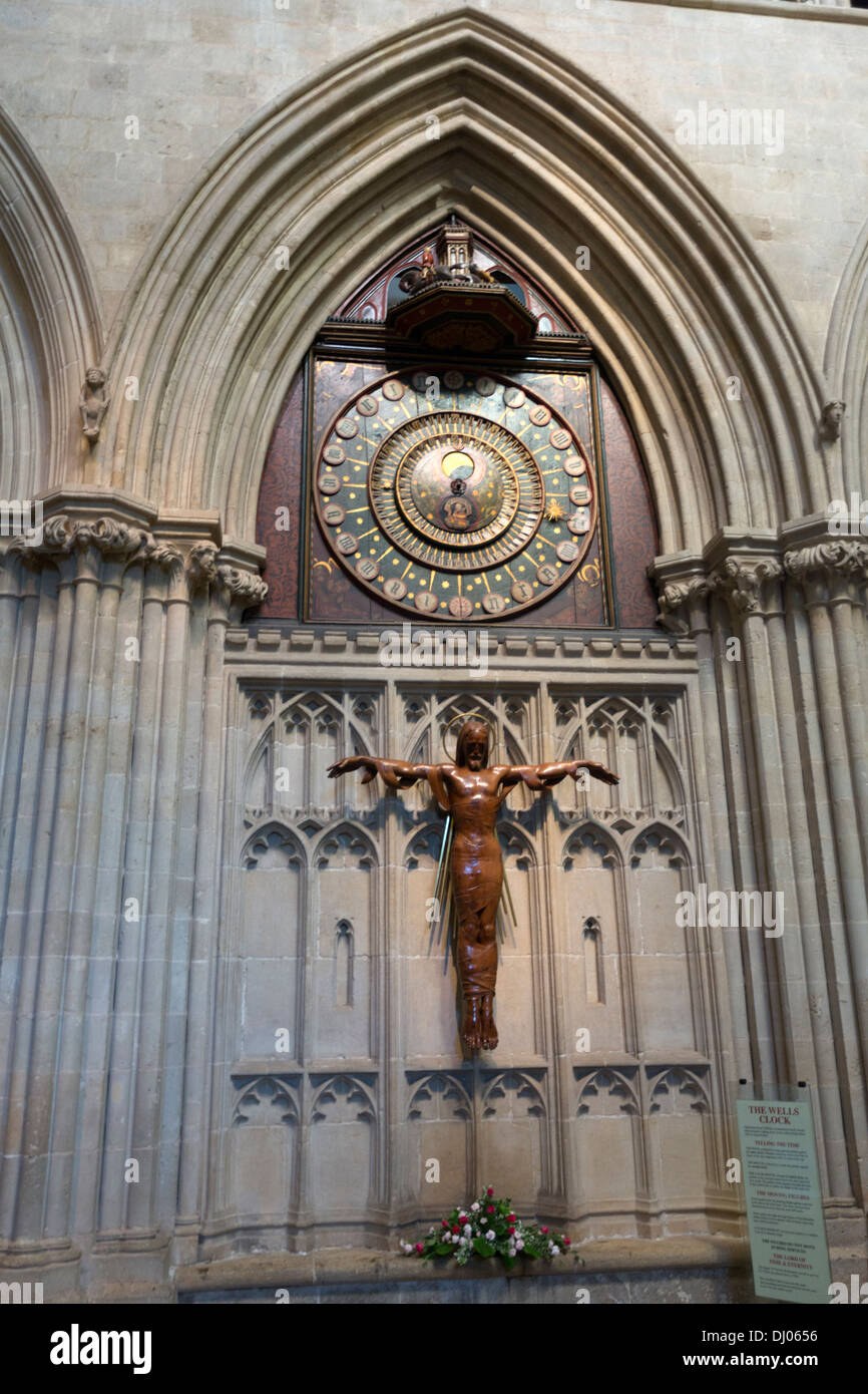 Wells Cathedral clock,  Church of England, Somerset, UK Stock Photo