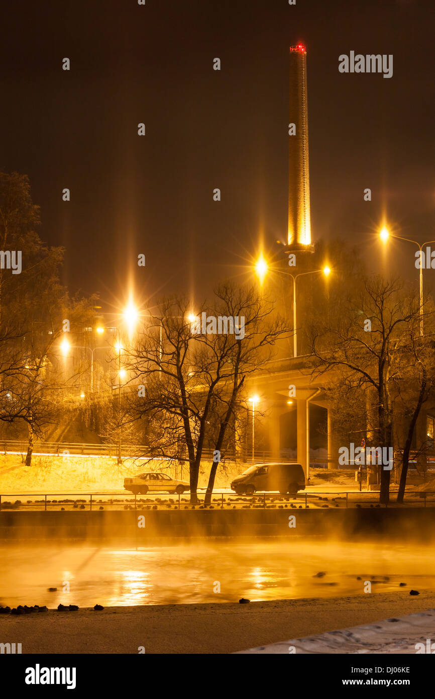 City lights at night winter Stock Photo
