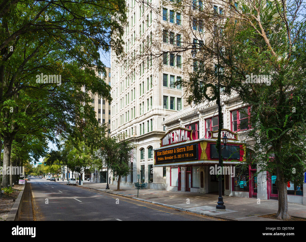 View down Broad Street in downtown Augusta, Georgia, with the Stock