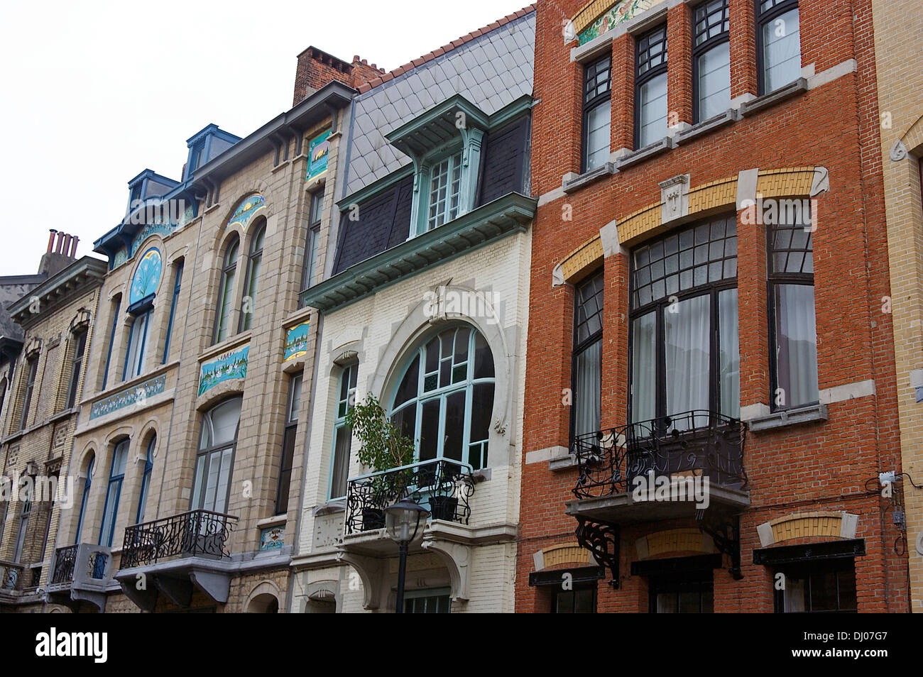 The eclectic architecture of Antwerp's Zurenborg neighborhood Stock Photo